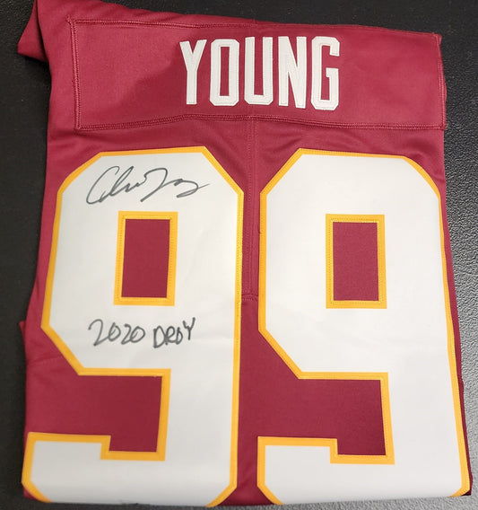 Signed Chase Young Jersey with "2020 DPOY" inscription (Beckett Authenticated)